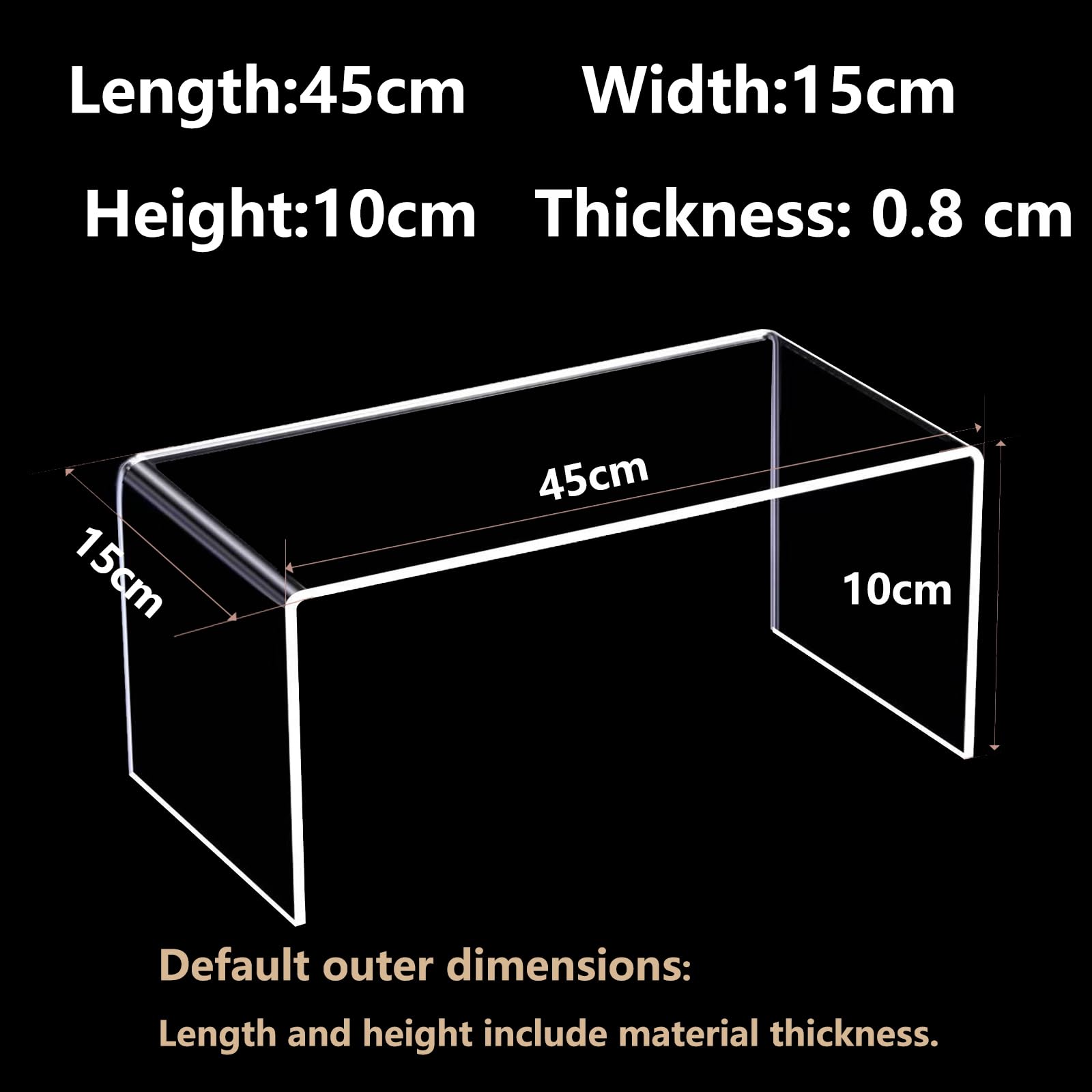 Présentoir en Acrylique 8 mm Épaisseur Transparent Forme U Étagère Organisateur pour Comptoir Rangement Bureau et Vitrine Commerce,45cm*15cm*10cm