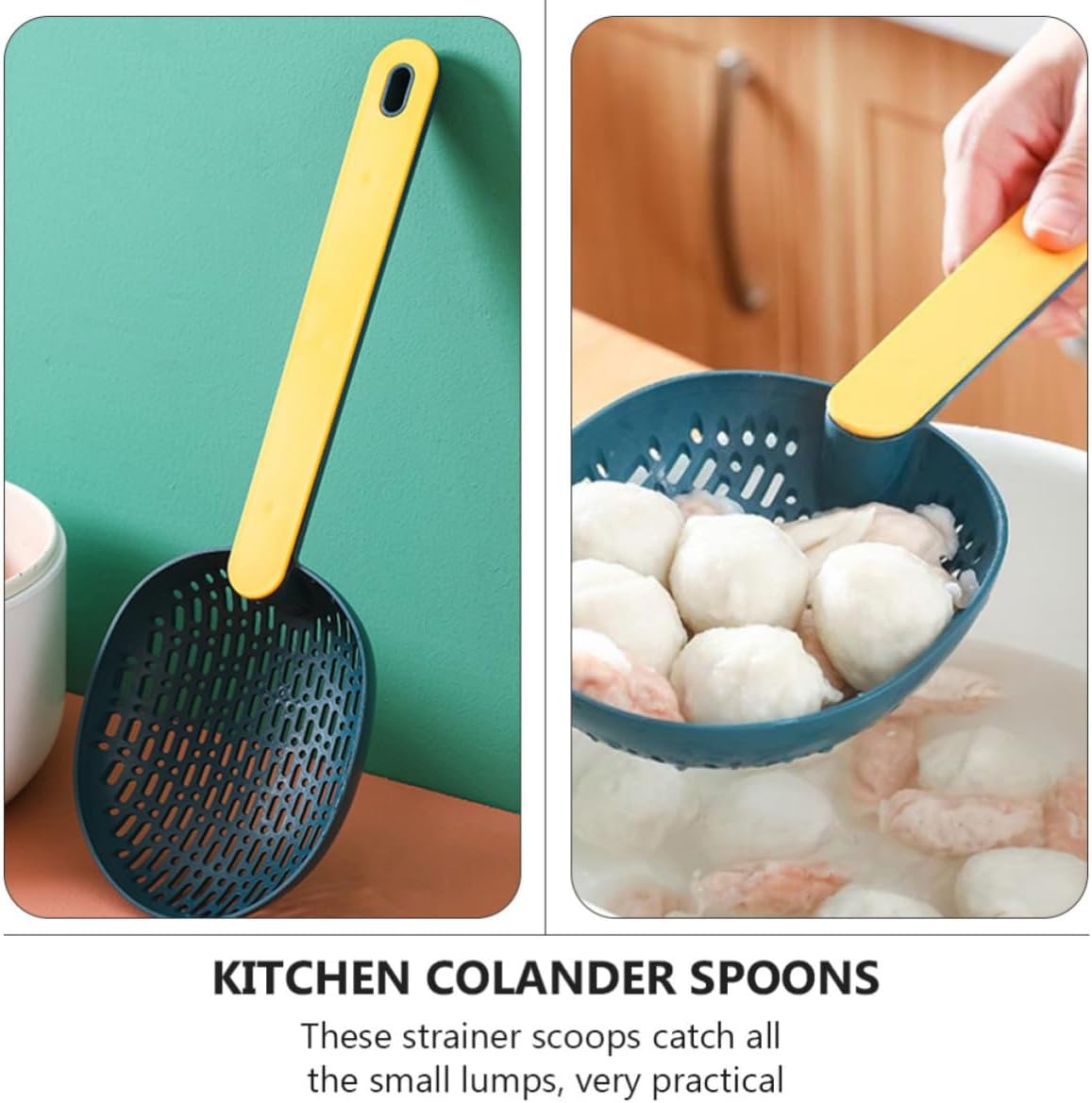 2 Pcs Household Strainer Spoons with Evenly Distributed Leak Holes