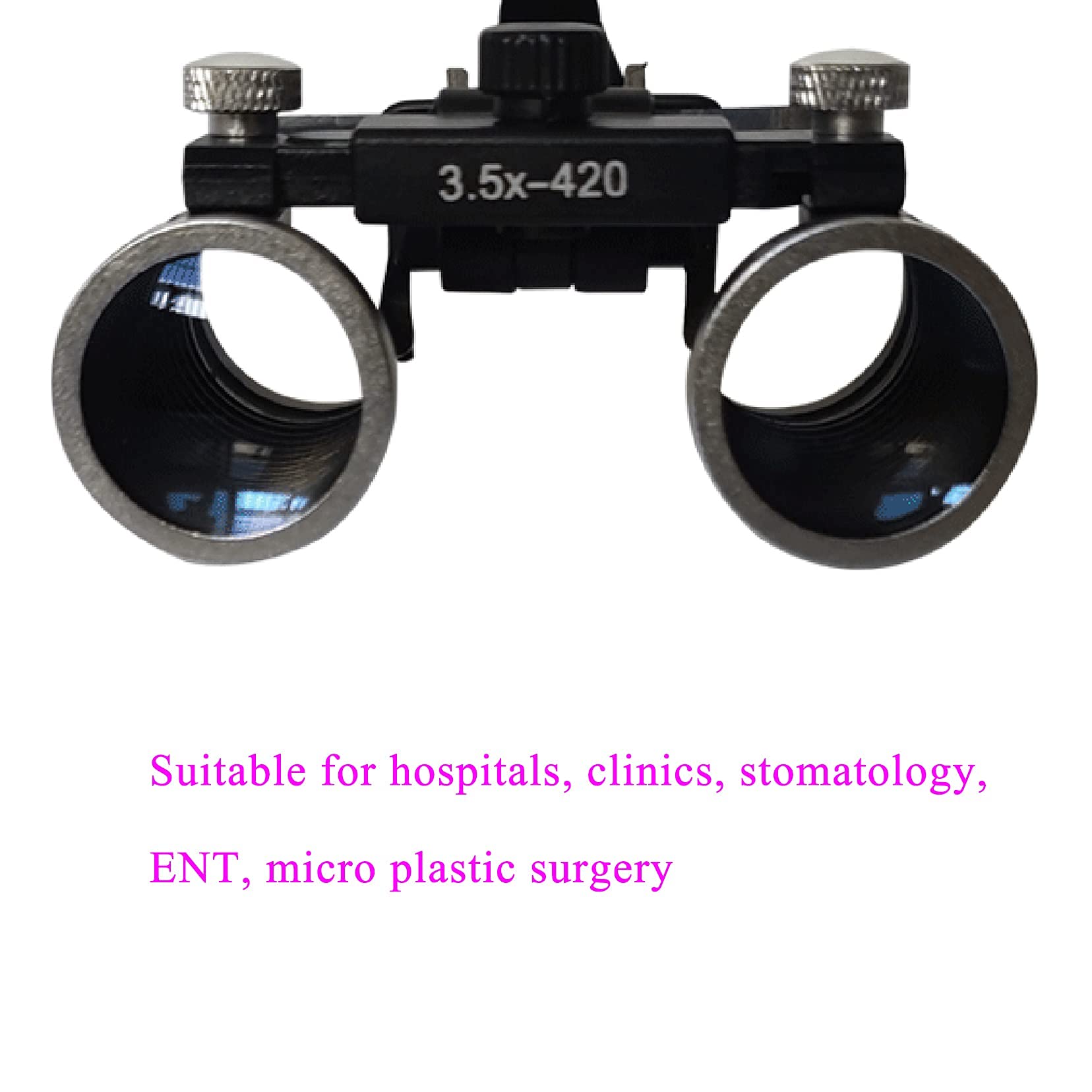 Lente d'ingrandimento, lente d'ingrandimento dentale, lente binoculare medica chirurgica dentale 2,5x/3,5x420 mm, lente frontale a LED binoculare a clip, con z(Black-3,5X)