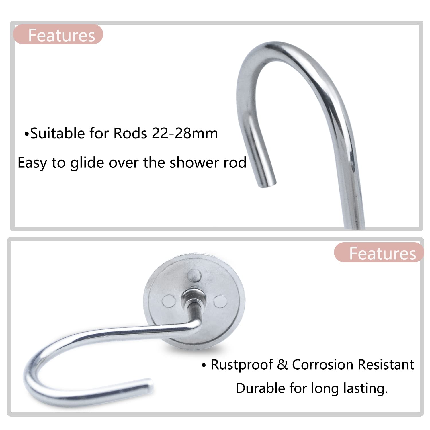 12 Anelli Tenda Doccia Eleganti Con Strass - Argento Antiruggine Per Bagno Moderno