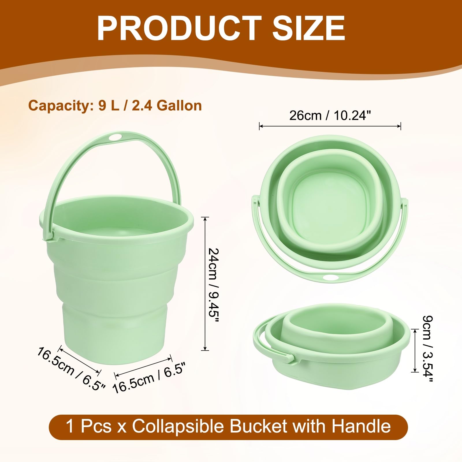 METALLIXITY Seau à eau pliable de 9 litres - Vert