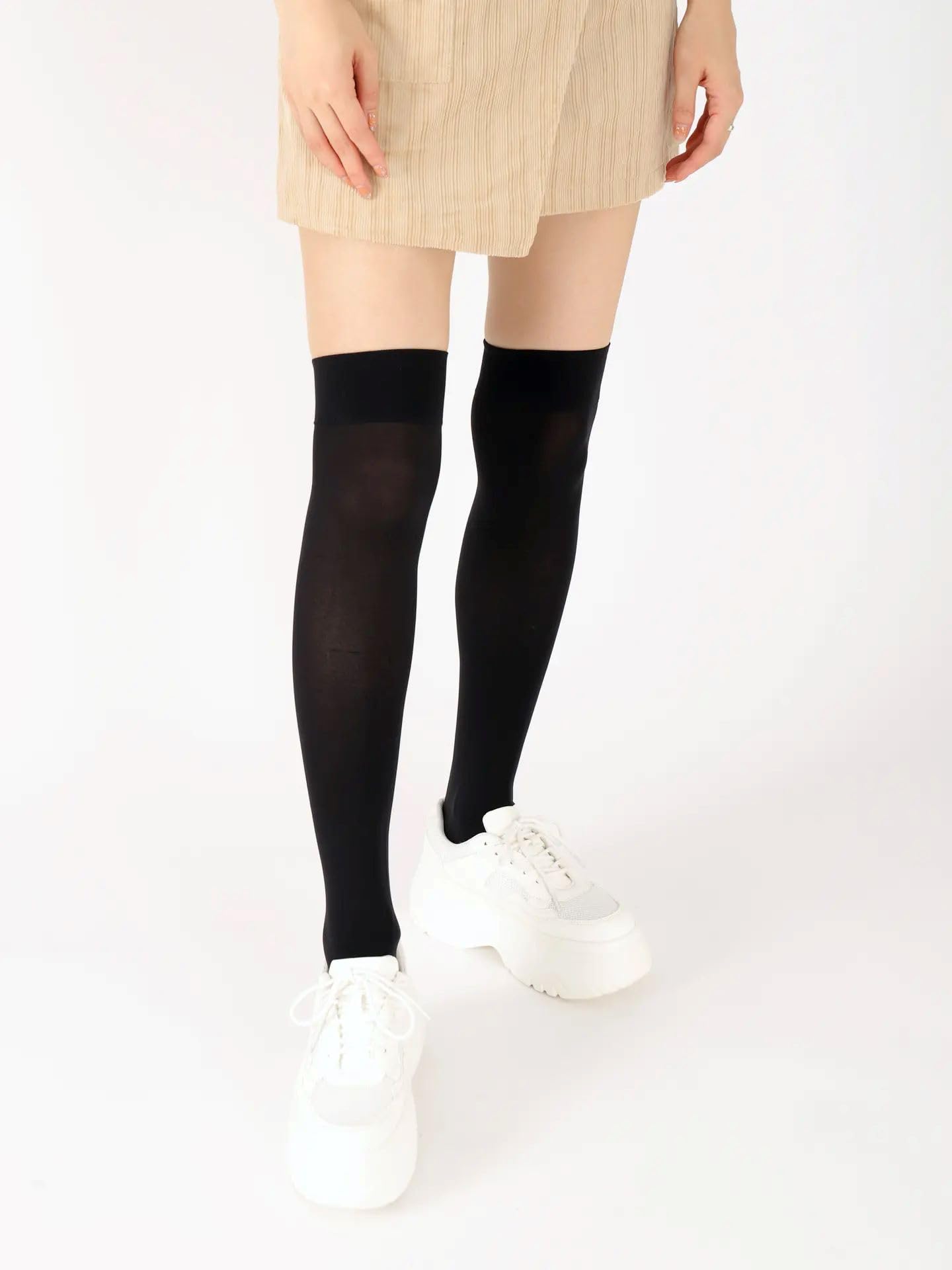 Tabio 70 Denier Over the Knee Socks Black Women Made in Japan Thigh High