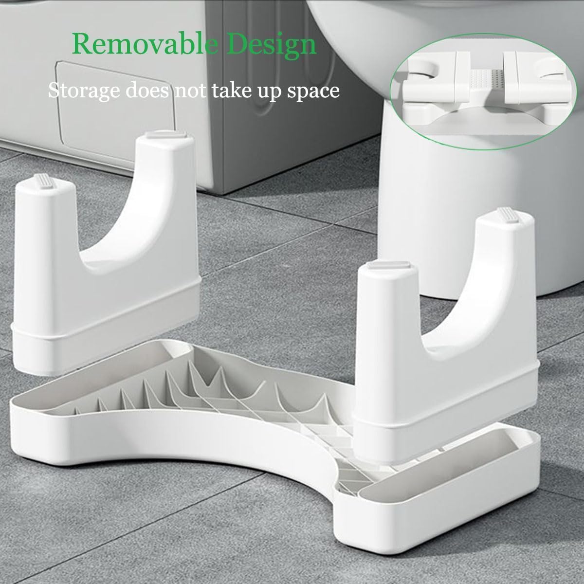 Toriox Foldable Toilet Potty Stool for Adults, Heavy Duty Plastic Portable Squatting Poop Foot Stool with Freshener Space, Bathroom Non-Slip Toilet Assistance Step Stool for Kids Seniors (White) 2