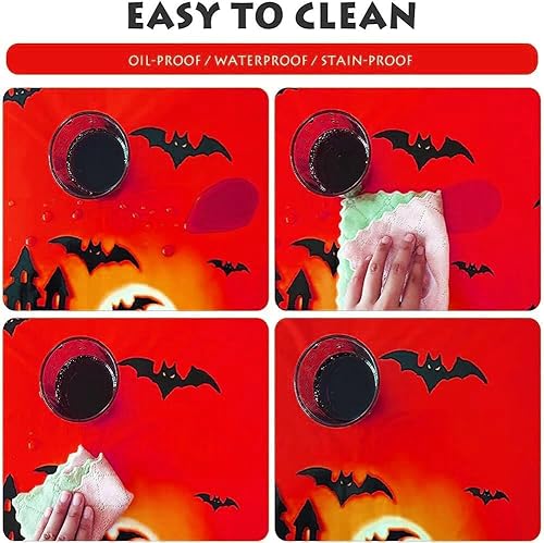 Miniatura 5 de Paquete de 3 manteles impermeables de Halloween, manteles rectangulares desechables de plástico para suministros de decoración de fiesta de