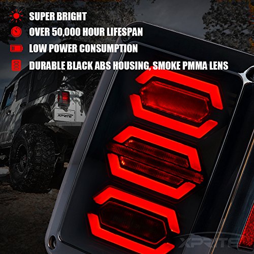 Image of G3 Diamond Series Smoked LED Tail Lights Compatible with 07-18 Jeep JK JKU | Signal /Brake /Reverse /Running Light, ABS housing, PMMA Lens, IP67 Waterproof, DOT Approved, Plug N Play