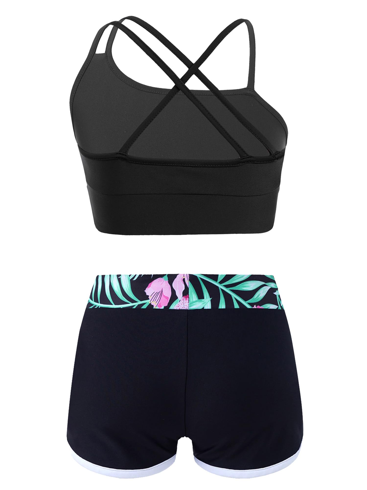 YEAHDOR Kids Girls Ballet Jazz Dance Costume Crop Top with Shorts Pantskirt 2 Piece Gymnastic Outfit Dancewear Lily 6