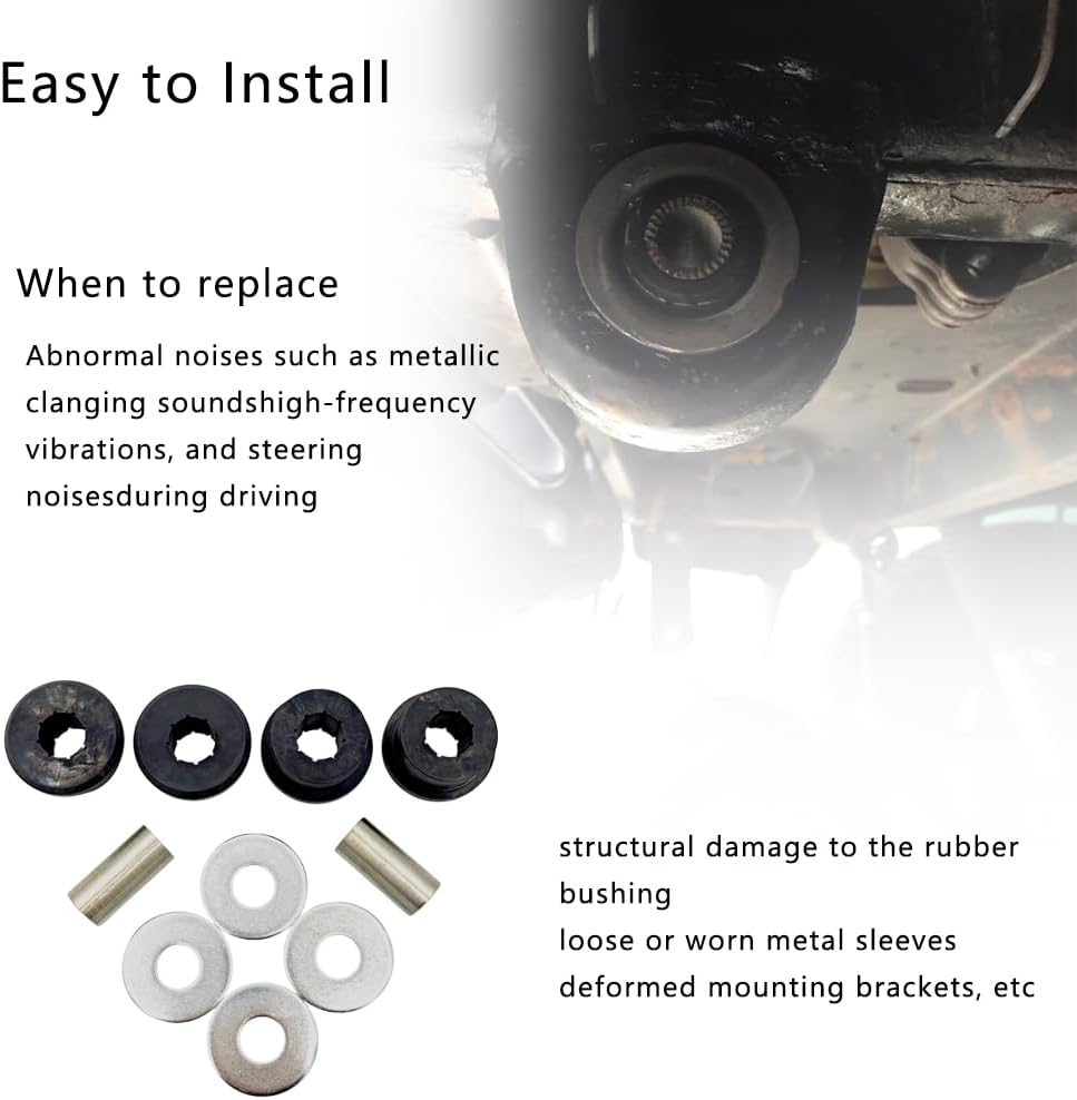 Polyurethane Front Differential Side Mount Bushings Set Kit Compatible with Hummer H3 2006 2007 2008 2009 2010 – 4 Bushings + 4 Washers + 2 Sleeves