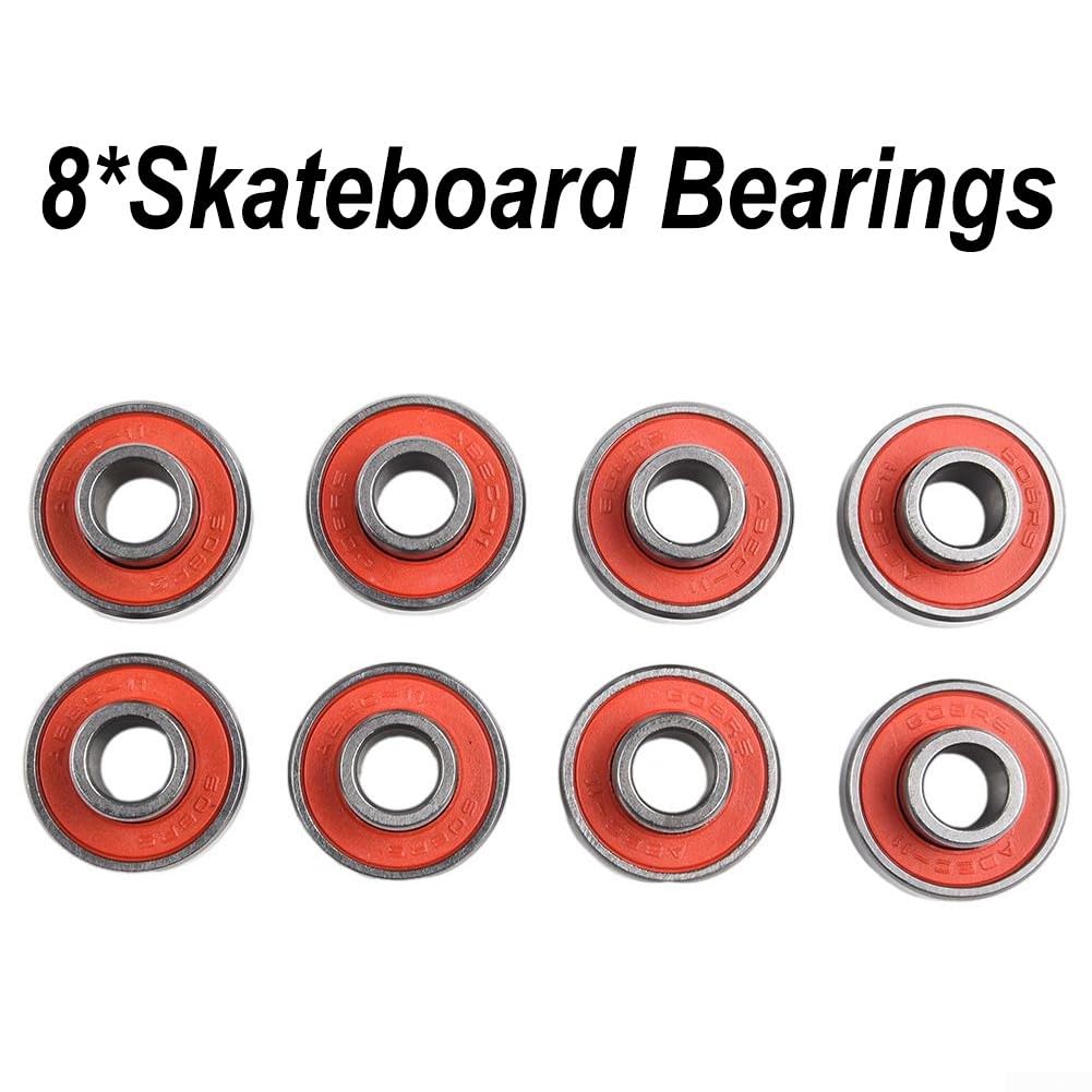 DAZZLEEX 608 2RS ABEC11 Rodamiento de acero, silencioso, placa larga, 8 piezas