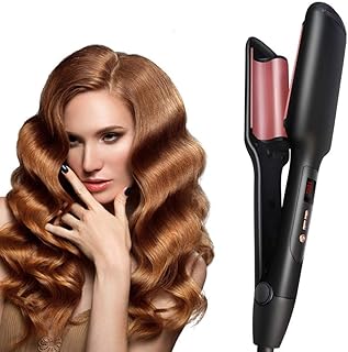 Hair Maller em forma de onda em forma de haste portátil Ministério de cabelo profissional, ferramenta de cabeleireiro de cerâmica turmalina multifuncional de temperatura ajustável