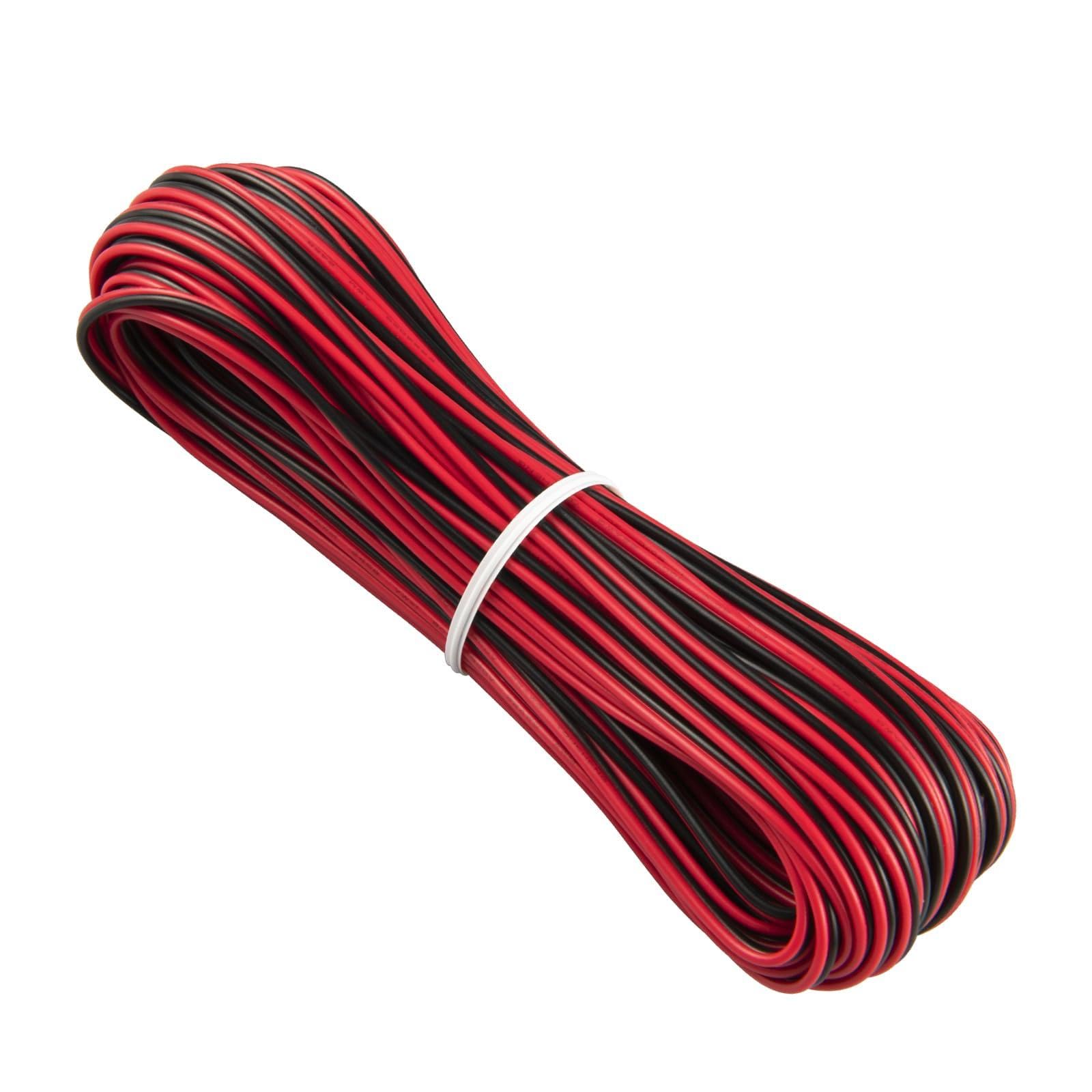 URCIANOW 0.2mm² Twin Core Red Black Cable 22awg 15M Flexible Wire 12v for LED Strips DIY Electronics 1.6x3.2mm Thin Wire