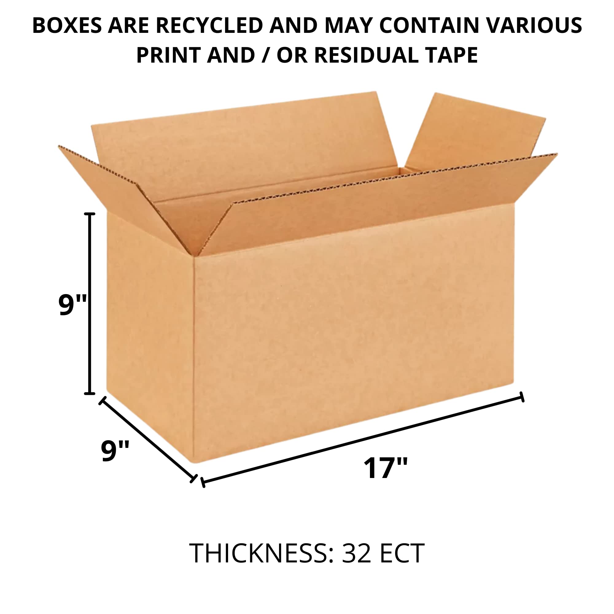 Pantryware Essentials 10 Pack Recycled Medium 17x9x9 Moving Boxes - Recycled Boxes with Varying Print on Sides - Cheap Moving Boxes