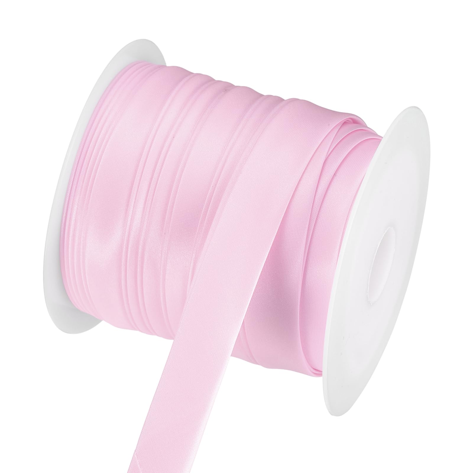 sourcing map Double Fold Bias Tape for Sewing, 3/4 Inch(2cm) x 25 Yards Satin Bias Binding Tape Continuous Bulk for Quilting Binding Seaming Hemming Fabric Piping DIY Craft, Light Pink