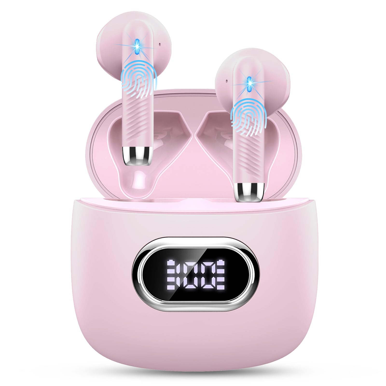 Auriculares Inalambricos, Auriculares Bluetooth 5.4 HiFi Estéreo, 50H Cascos Inalambricos Bluetooth con 4 HD Mic,2024 Audifonos Inalambricos Cancelacion de Ruido ENC/Pantalla LED/IP7 Impermeable/USB-C — view 9