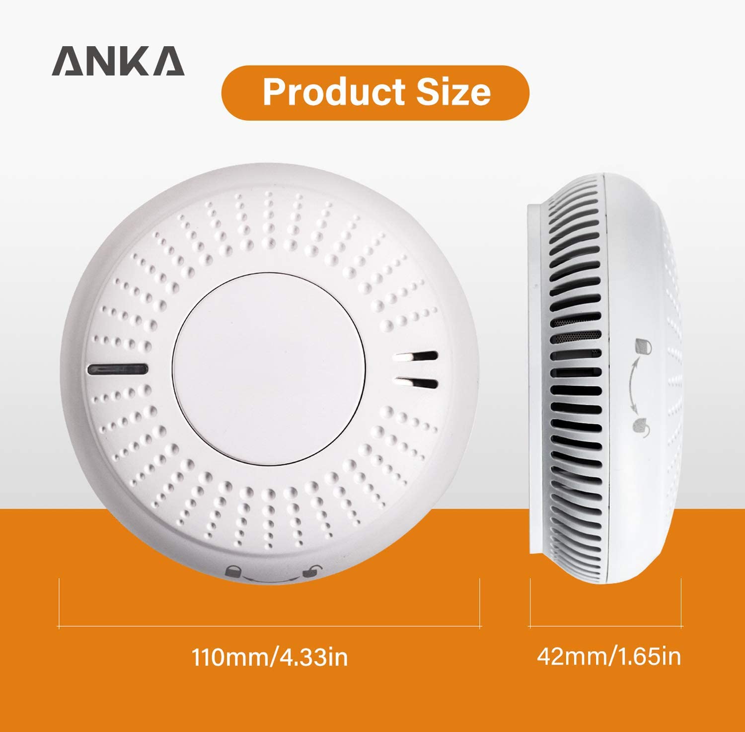 ANKA AJ-763 Rilevatore di fumo, Batteria da 10 anni, allarme antincendio con sensore fotoelettrico, allarme antincendio testato TÜV e EN14604 (AJ-763)