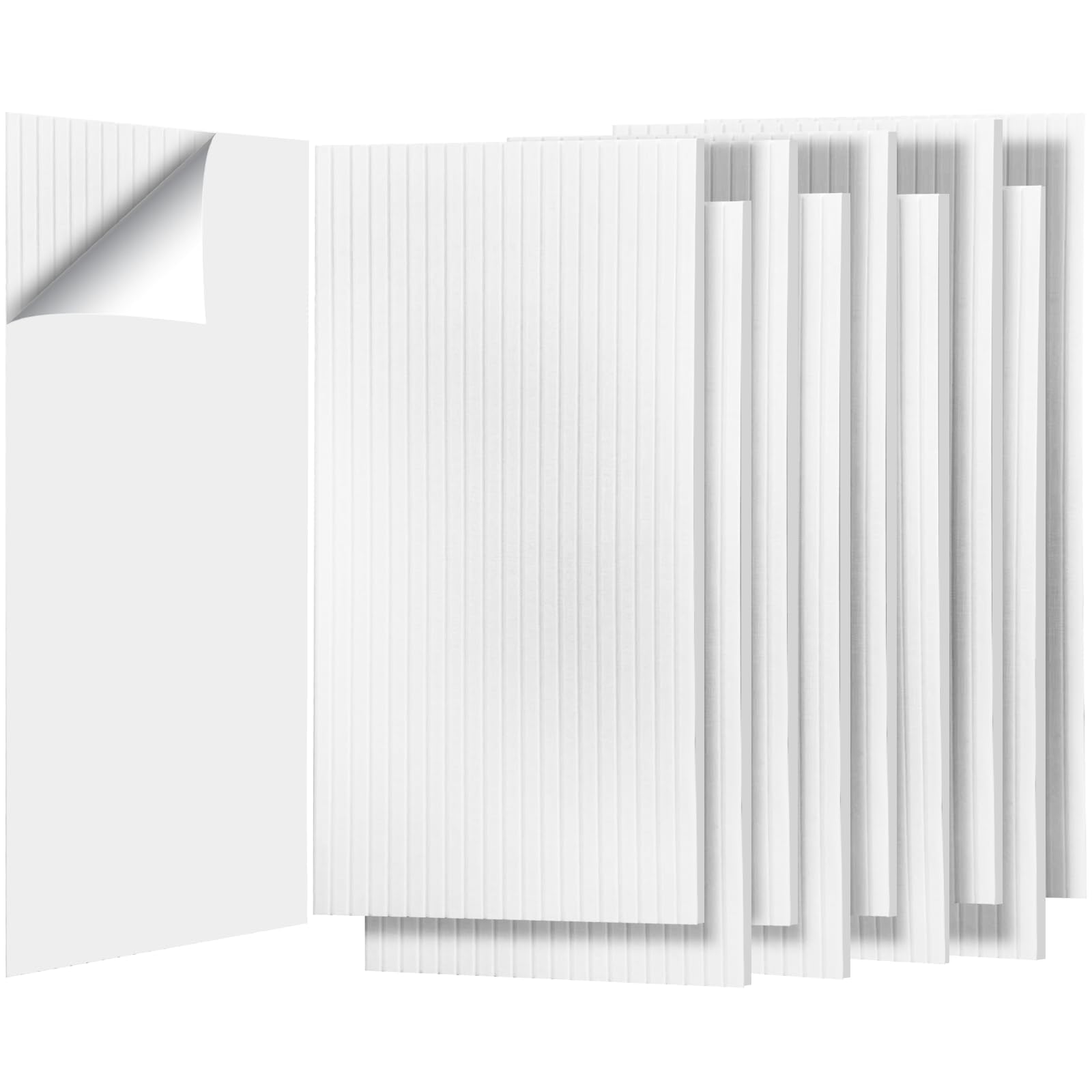 Confezione da 10 pannelli acustici bianchi, grandi 119,4 x 61 x 1 cm, pannelli acustici autoadesivi, pannelli fonoassorbenti per pareti, casa, studio e ufficio