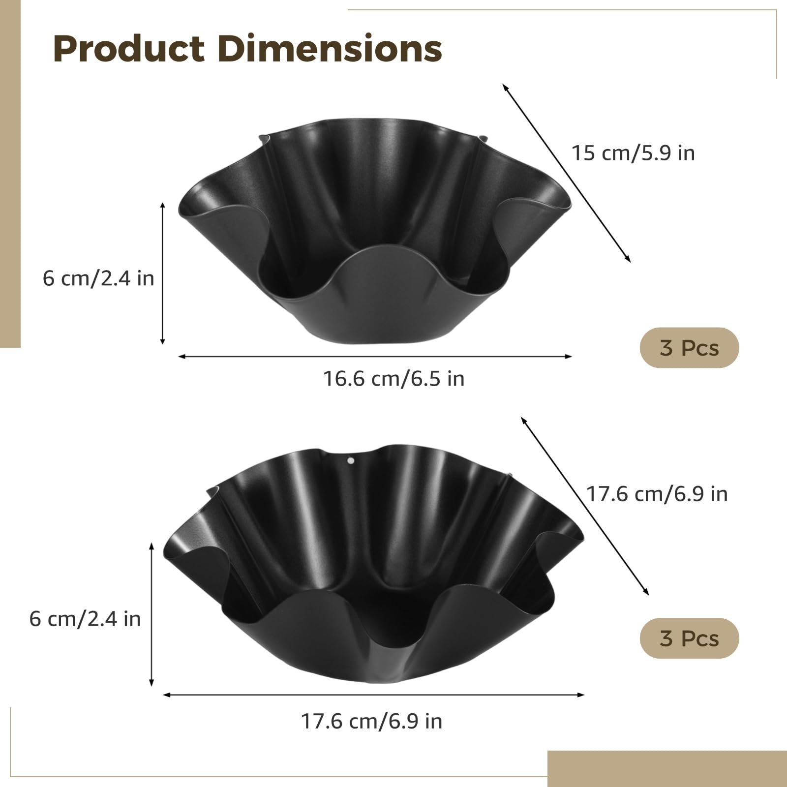 Tortilla-Bowl-Maker 6er-Set, Taco-Bowl-Schalenformer, mit 3 achteckigen und 3 sechseckigen Kuchenformen, aus Aluminiumlegierung, beschichtet, leicht zu reinigen, stapelbar