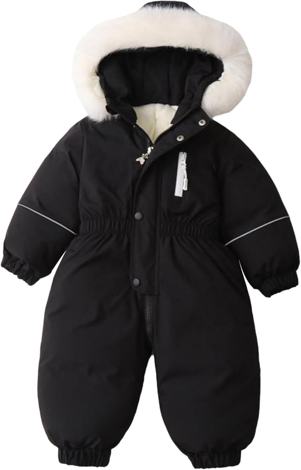 TTAO Baby Kids Girls One Piece Snowsuit Hooded Waterproof Windproof Overalls Jumpsuit Winter Coat Black 3-4 Years