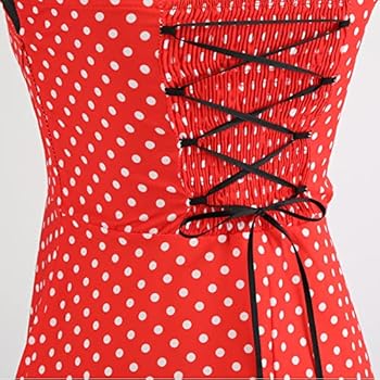 IMEKIS Vintage cocktailjurk voor dames, mouwloos, halterjurk in jaren 50, polkadots, retro, rockabilly, swingjurk, A-lijn, plooirok, knielang, bruiloft, feestelijke avondjurk, baljurk, geel 01, M
