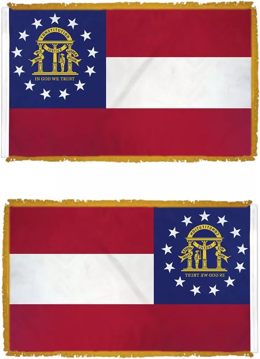 3x5 Embroidered 2003 Georgia Double Sided 600D Nylon Sleeve 3"x5" Gold Fringe