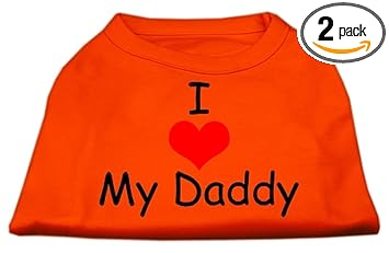Mirage Pet Products 18-inch I Love My Daddy Screen Print Shirts for Pets, XX-Large, Orange