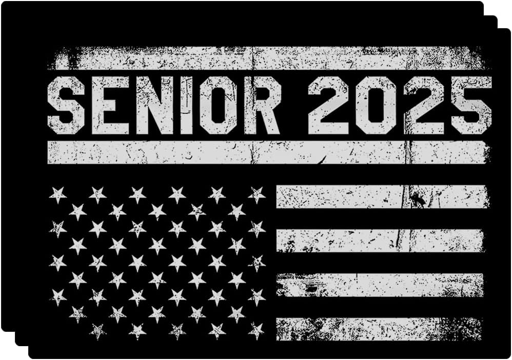 (Pack of 3) Senior 2025 Sticker, Class of 2025 Decal Patriotic USA Flag Waterproof Bumper Stickers 5-Inch