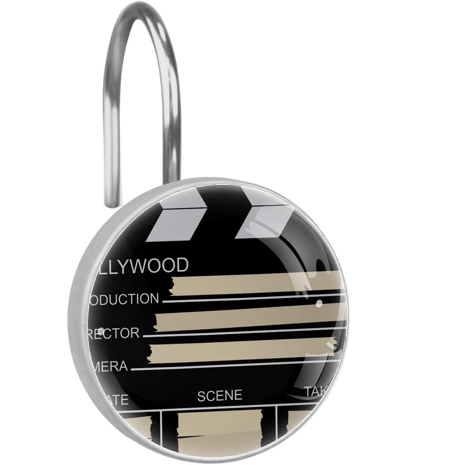 Crochets rideau de douche en acier inoxydable noir pour une salle de bain chic et moderne
