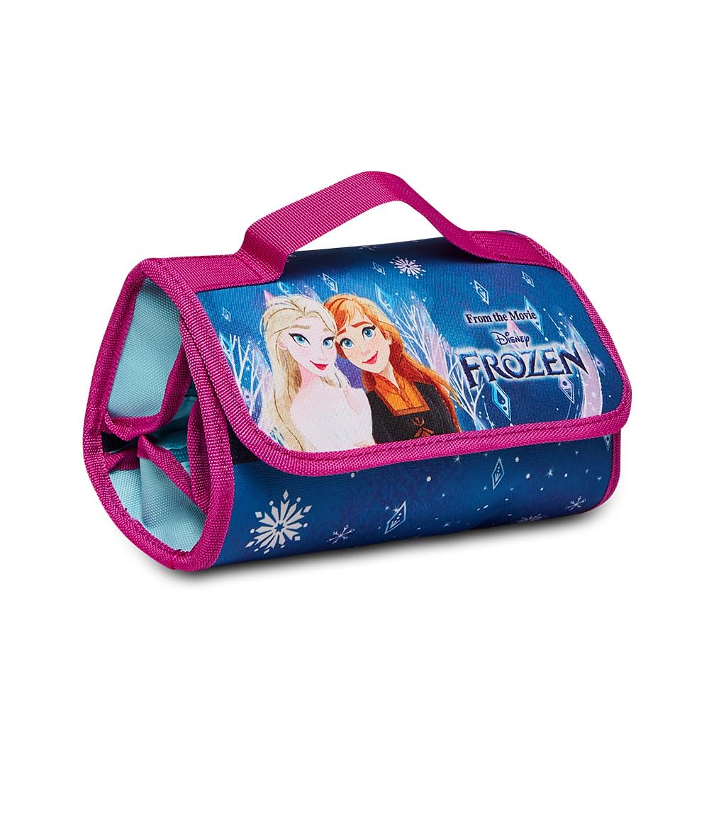 Seven Color Holder Roll - School Pen Holder - Frozen, Blue, School Case for Girls, Blue, Taglia Unica, School