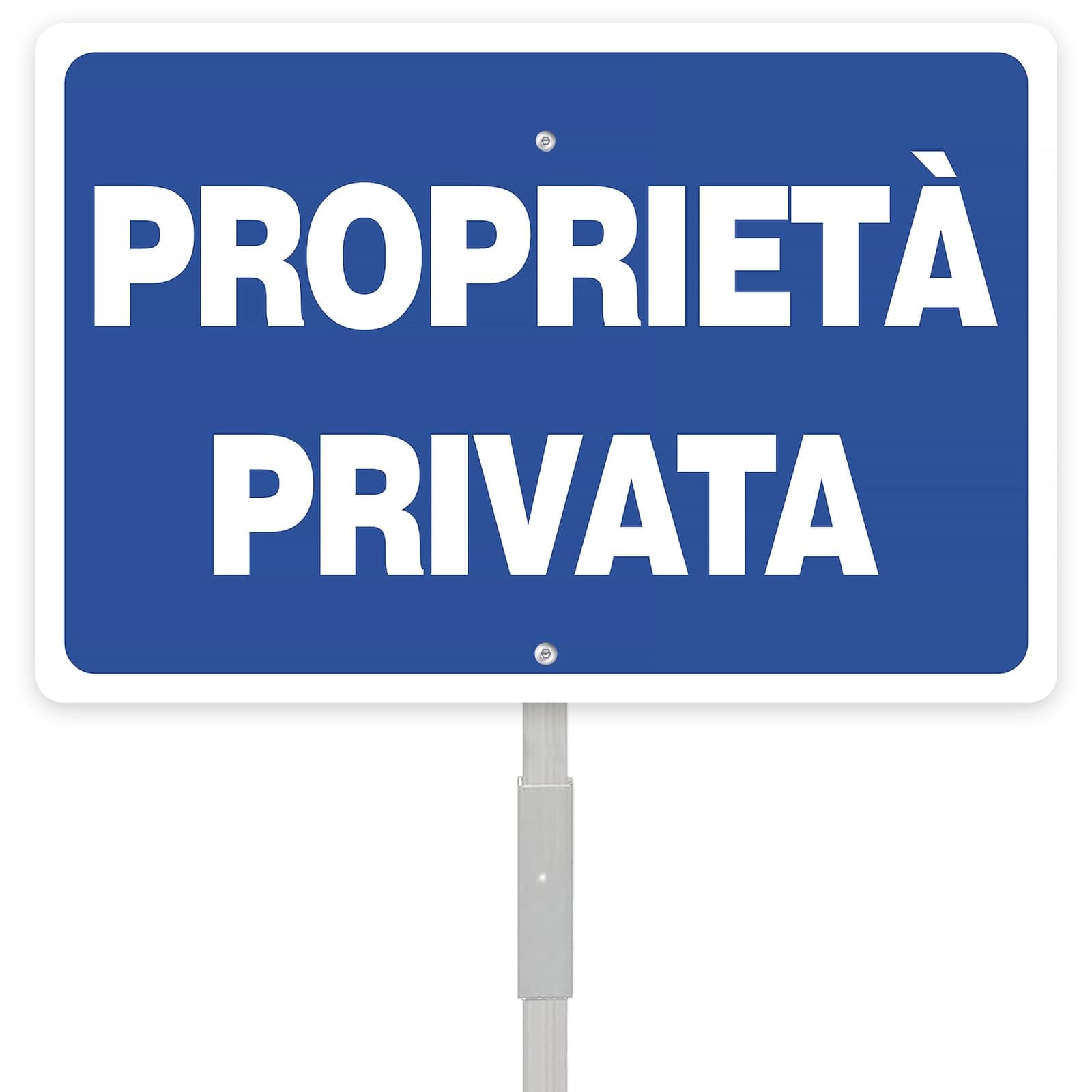 Cartello Proprieta Privata Metallo con Staffa, 20x30cm Segnaletica Proprietà Privata in Alluminio 70cm Staffa Targa Proprietà Privata Riflettente, Impermeabile e Resistente ai Raggi UV