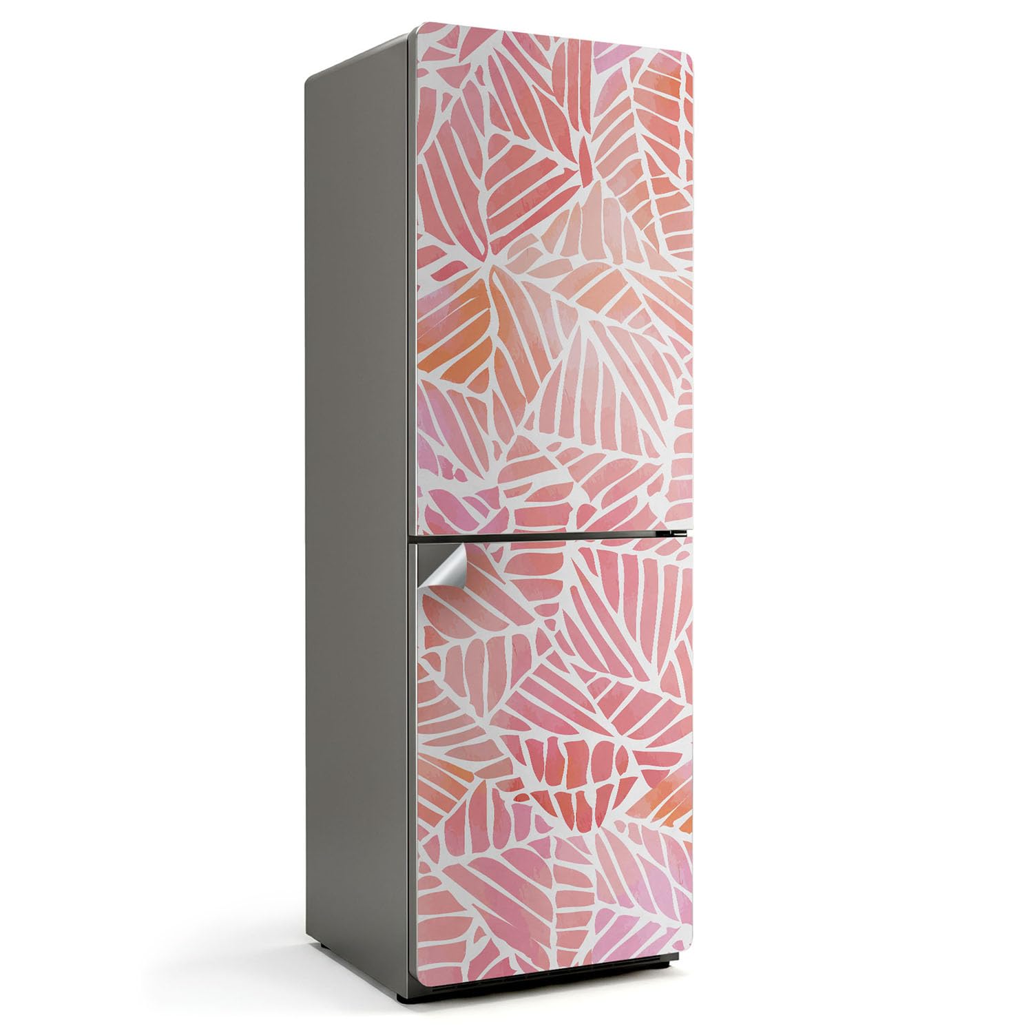 Masquer les rayures de frigo avec le sticker de cuisine motif feuilles pastels 60x180