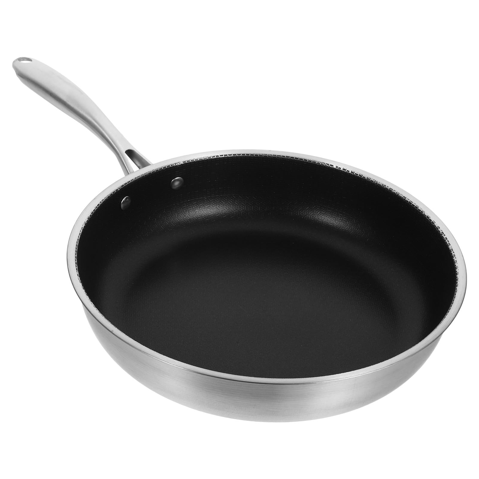 Angoily Padella per Uova in Acciaio Inox Struttura a Nido D'ape, Manico Ergonomico, Adatta a Piani Cottura a Gas, Elettrici a Induzione