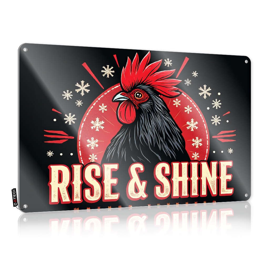 Fzfn Colour Coffee Barn Decoration - Rise And Shine With Our Vibrant Rooster! Waterproof Rustic Wall Hanging(30X40cm)