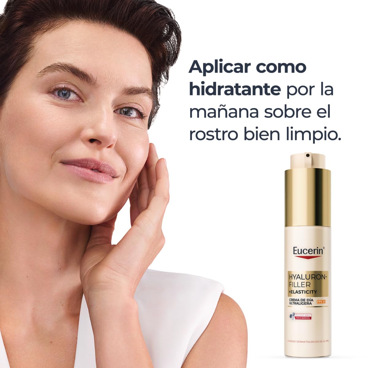 Hyaluron-Filler + Elasticity Día Ultraligera SPF50 50ml, Crema facial antimanchas y antiarrugas, protección solar con Thiamidol, absorción rápida, para todo tipo de piel