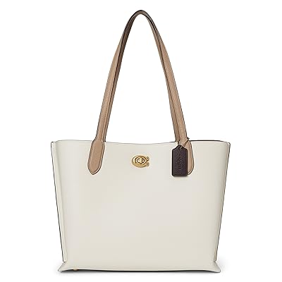 COACH Color Block Leather Willow Tote Bags Chalk