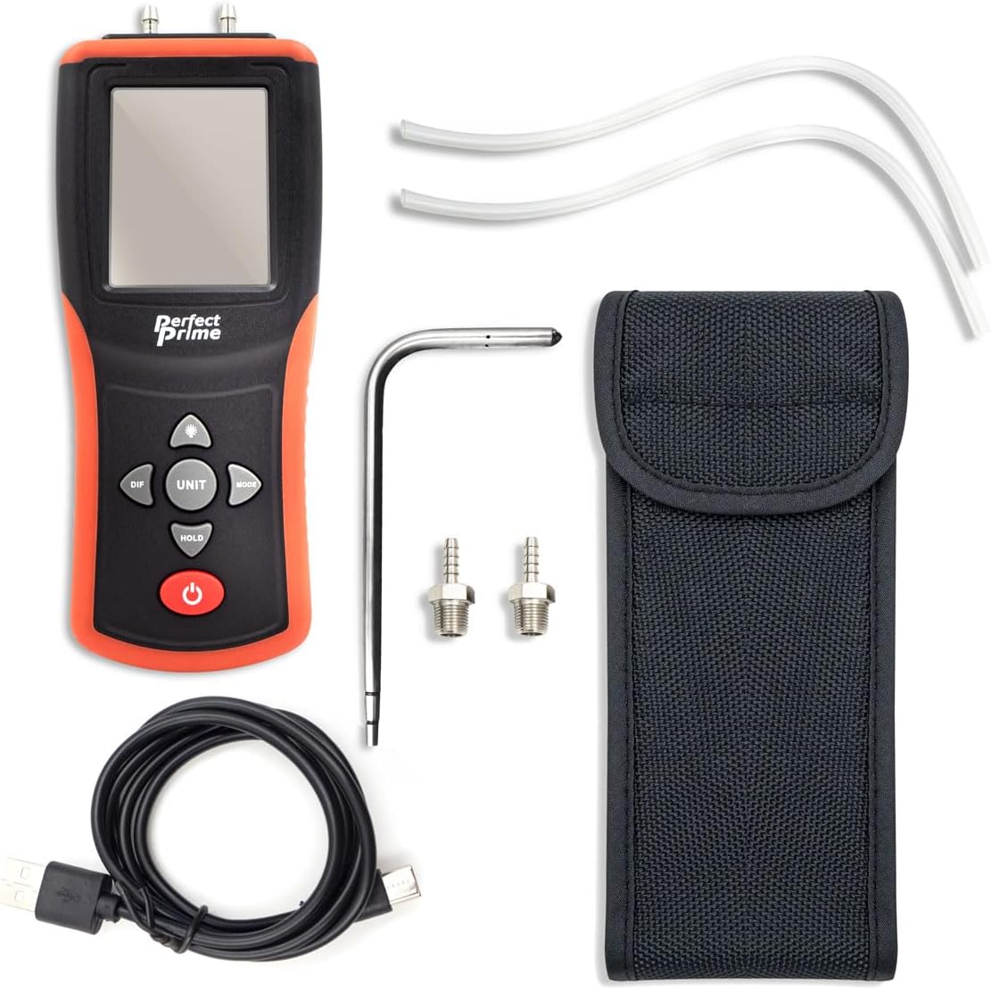 PerfectPrime AR168, Professional Digital Air Pressure Meter & Manometer to Measure Gauge & Differential Pressure ±20.68kPa / ±3psi / ±83.02inH2O with 1 Probe