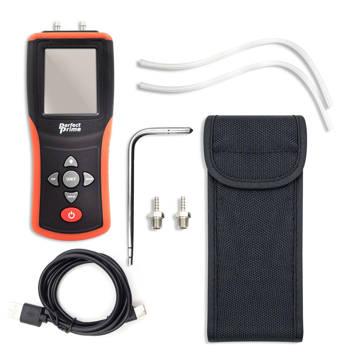 AR1890P1, manómetro digital de presión de aire para medir calibre y presión diferencial ±13.79kPa / ±2 psi / ±55.4 H2O con tubo estático de acero inoxidable 304 de 5.13 x 2.34 pulgadas de longitud 5