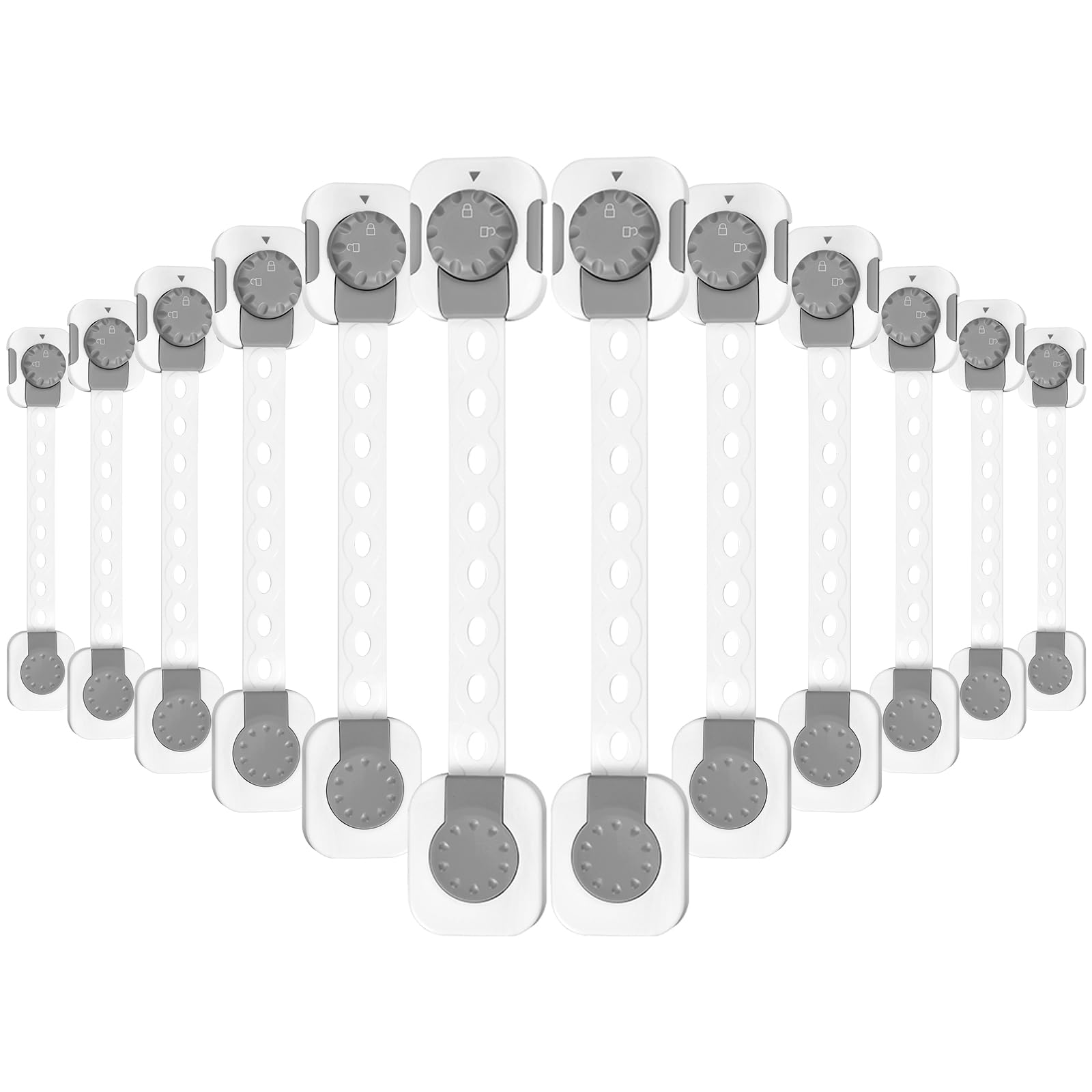 Fursafe&Q Child Safety Cabinet Proofing, Baby Cabinet Locks Adhesive Adjustable Child Safety Strap Locks Drawer Fridge Ovens Toilet Latches No Screws