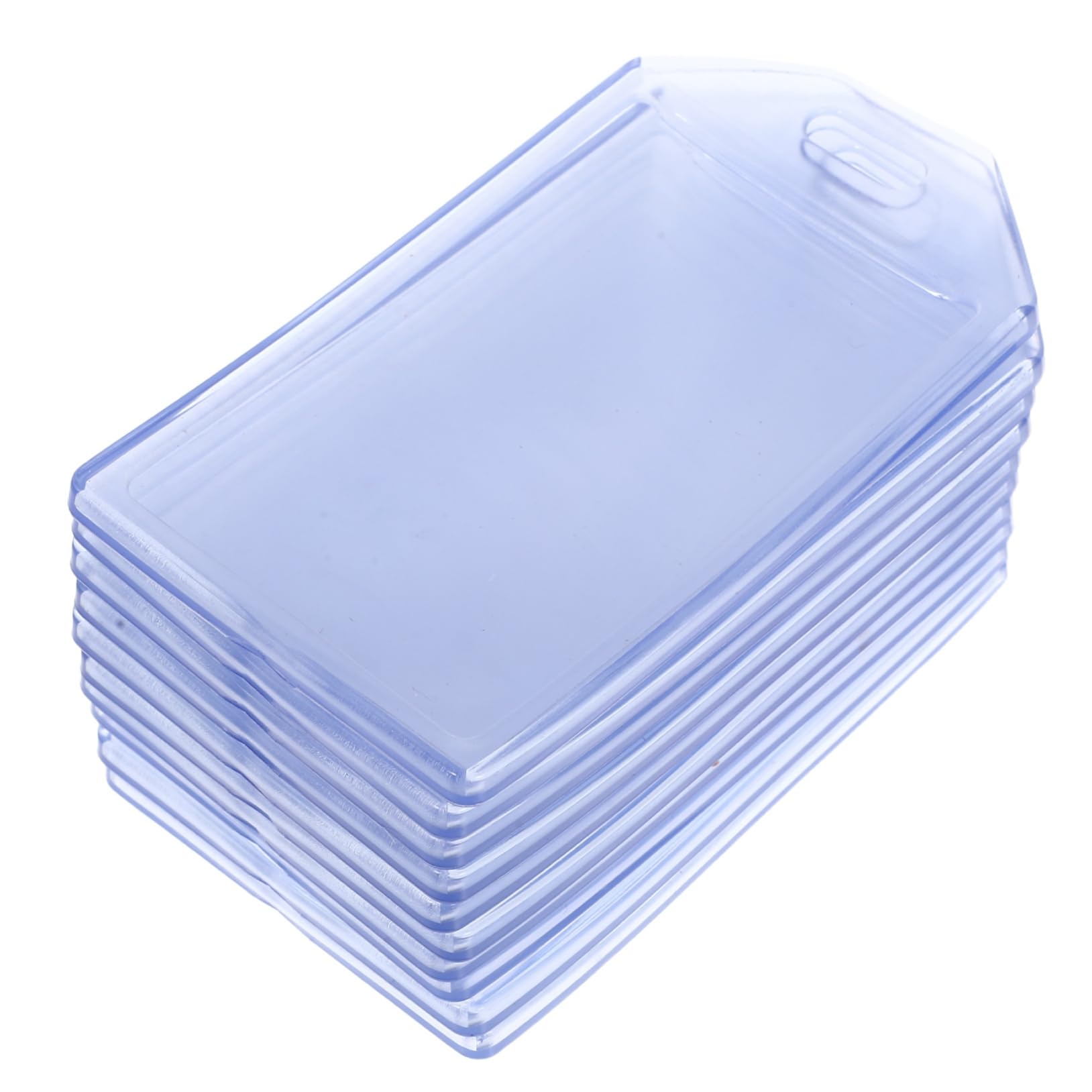 Veemoon 10 Pcs Clear Luggage Tags with Prepunched Transparent PVC Name Badge Holders for Travel Suitcases Sealed Card Sleeves for Baggage Identification and Cruise Use