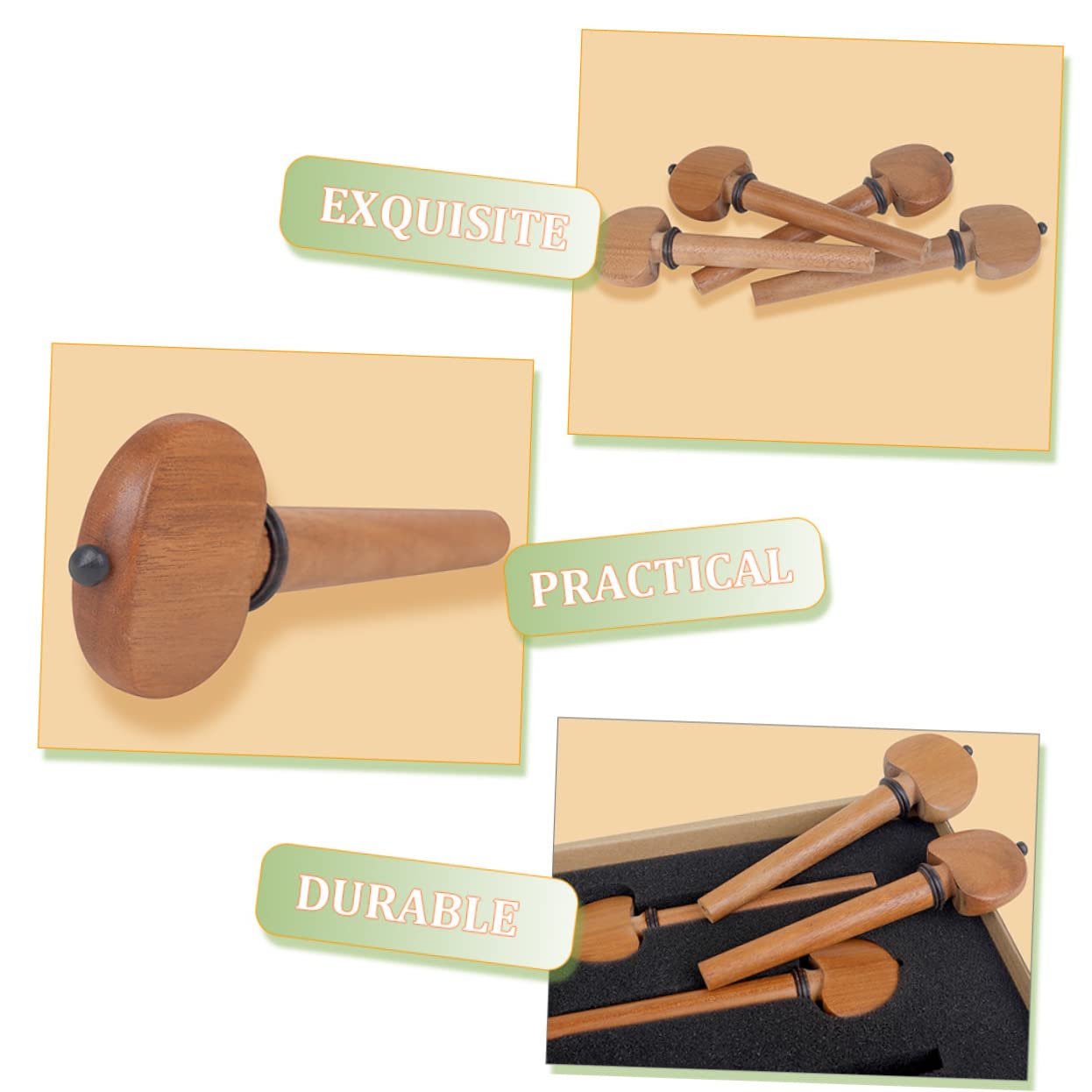 ibasenice 4pezzi Piroli Per Violoncello Legno Massello Accessori Professionali Per Strumenti Musicali Facili Da Usare Per Sintonia Perfetta e Chiara