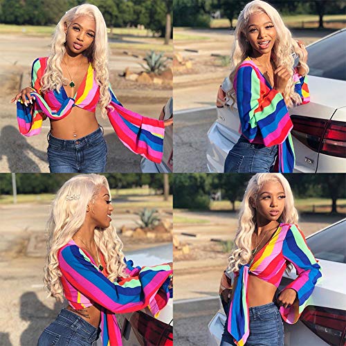 Aopusi 613 Blonde Body Wave Bundles with Closure Human Hair Weave 3 Bundles with PU Silk Base Closure Body Wave Bundles with Fake Scalp Closure Honey Blonde Bundles with Lace Closure(12 14 16+10)