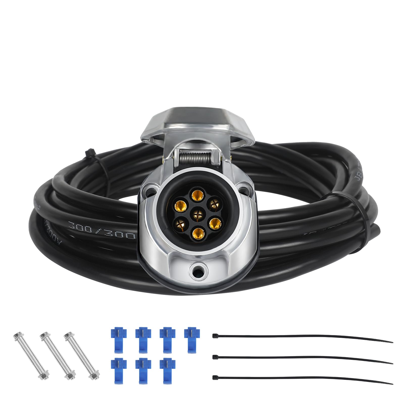 Prise remorque 7 Broches,12V Faisceau électrique,Câble 2m Précâblé Adaptateur Fiche Attelage 7 Broches,Convient aux remorques,camions,Camping-Cars