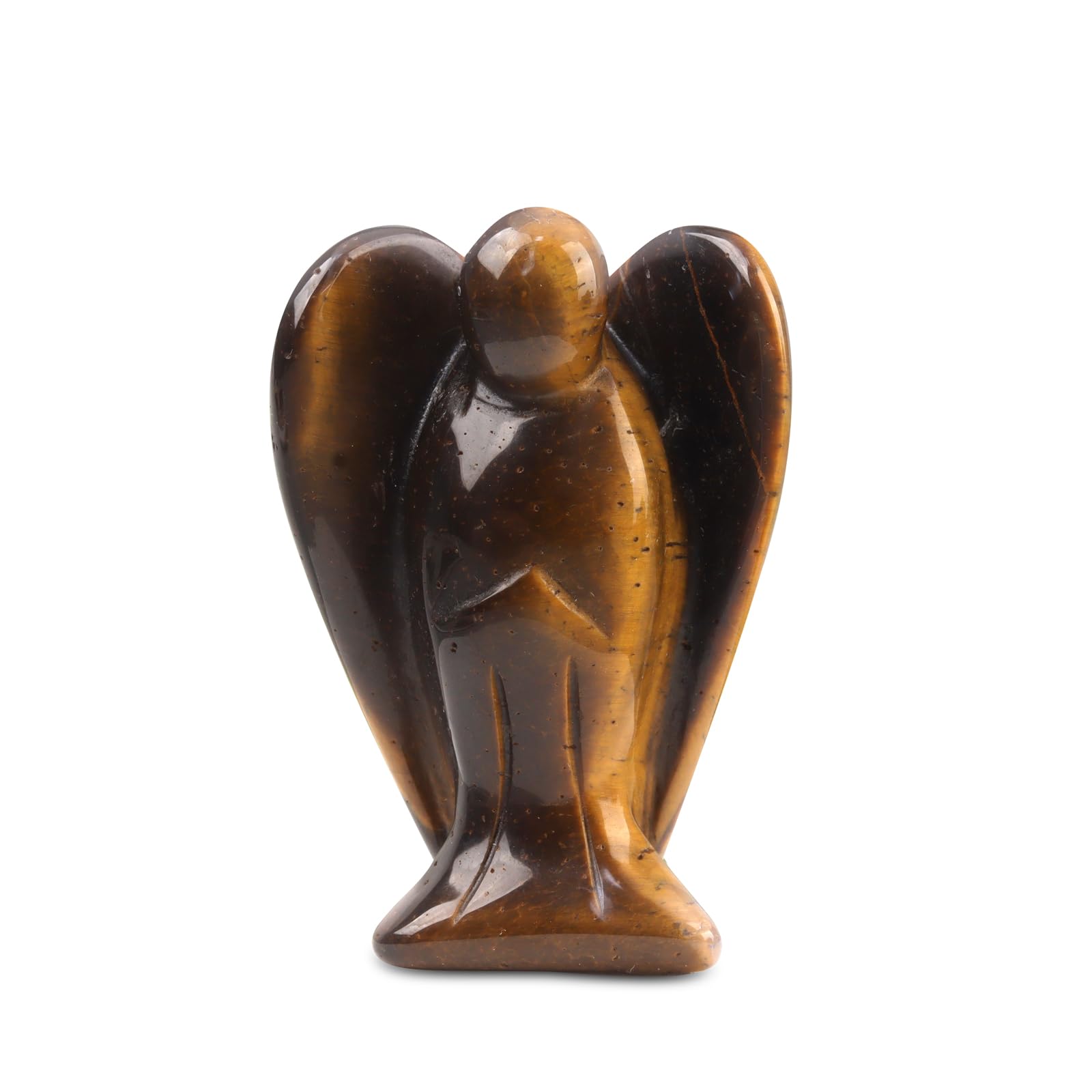 Tiger Eye Angel Crystals Healing Stones Spiritual Healing and Protection Guardian Statue Pocket Gemstone Decor Polished Peace Angel Figurine Meditation Love Gift for Women Men