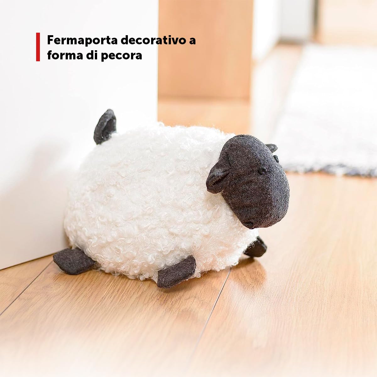 Fermaporta da Pavimento - Design Pecora - Fermatenda e Sostegno Decorativo - 240 x 160 x 145 mm - Riempimento di Sabbia - Resistente - REI