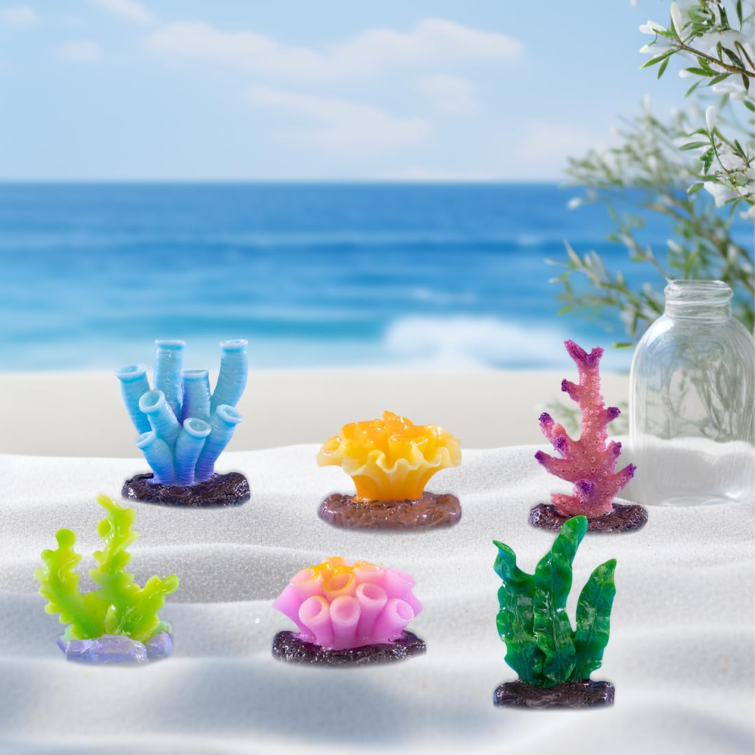 6 Pièces Corail et Aquatiques Plantes d'aquarium Décorations Ornements d'aquarium Aquarium de Corail Artificiel Home Decor Home-déco Corail Aquarium Artificielle (6PCS)