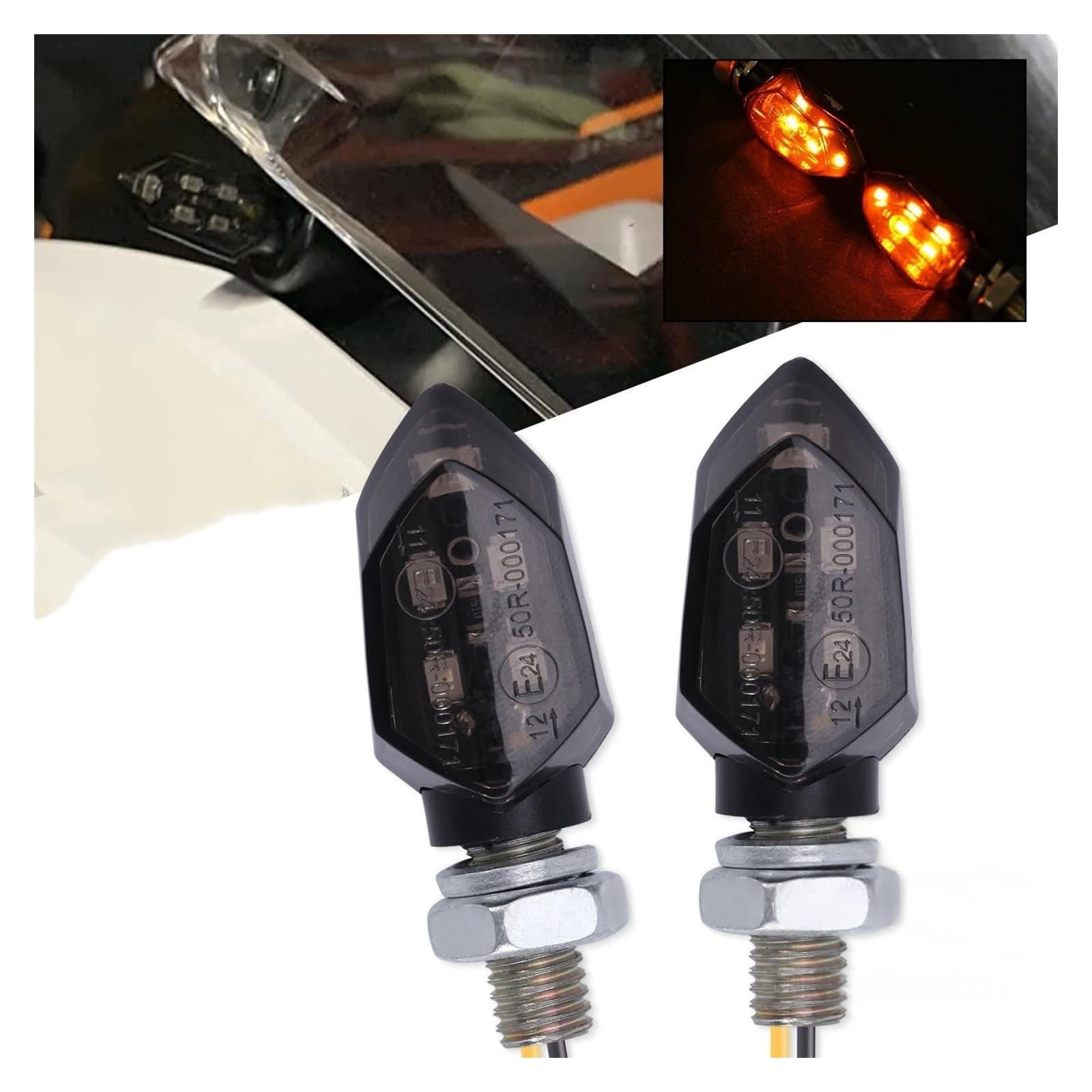 Intermitentes Motocicleta 4 Uds 5LED 12V Motocicleta Mini Luz LED De Intermitente Indicadores Lámpara Ámbar Intermitente Componentes Accesorios