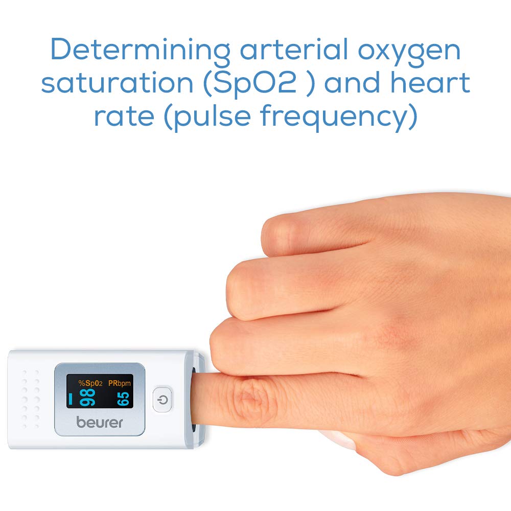 Beurer PO 35 Saturimetro per Monitoraggio della Saturazione di Ossigeno nel Sangue e del Battito Cardiaco & BM 27 Misuratore di Pressione da Braccio con Display Orizzontale