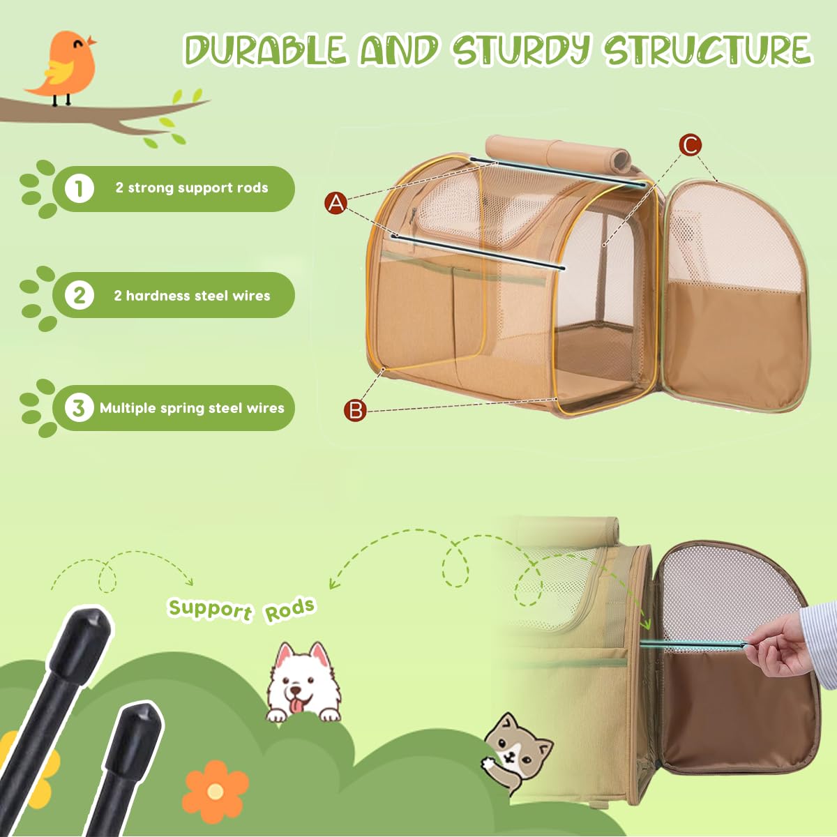 Transportbox Katze,Hundebox Faltbar Erweiterbarer für Katzen,Kleine Hunde bis 8kg,Atmungsaktive Katzentransportbox für Reisen mit Zug,Auto,Flugzeug