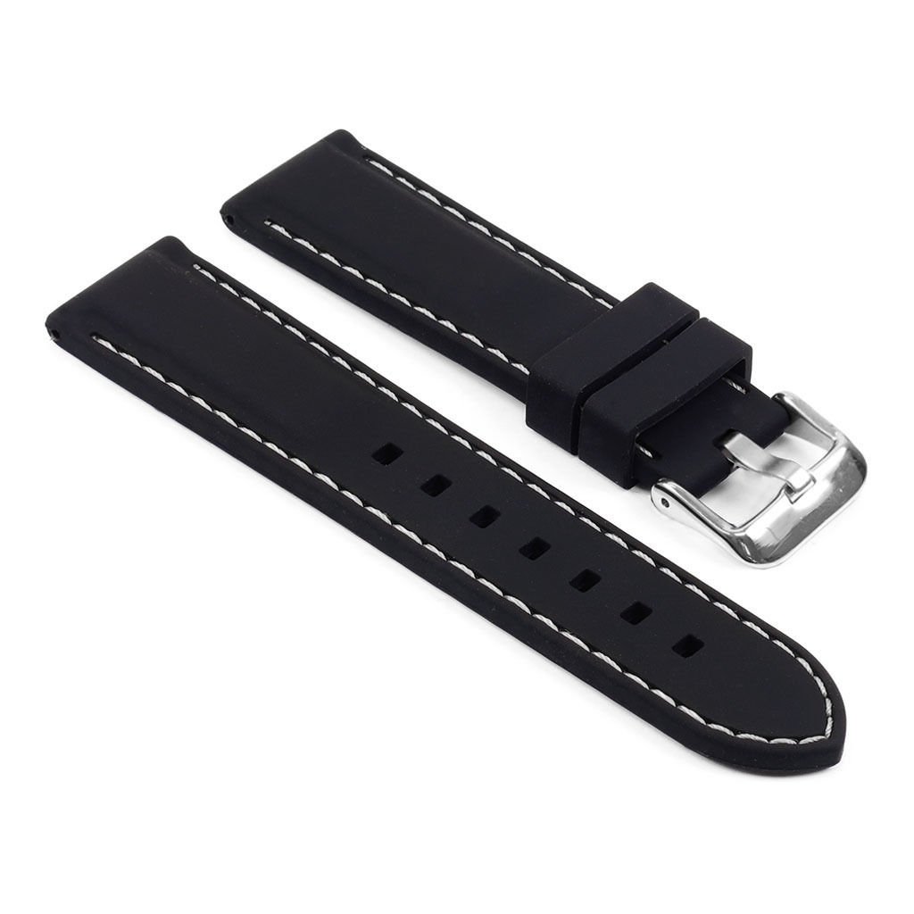 g2420mm Rubber Diver Band Strap for 36mm Rolex Datejust Date Black White Stitch