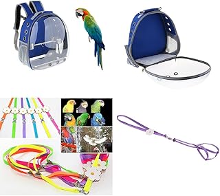 Parrot - Transportador de viaje con soporte y correa de cuerda de nailon, color azul
