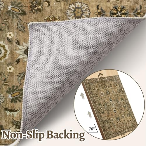 Image of Brown 2x4 Runner Washable Rugs for Entryway, Non Slip Small Area Rug