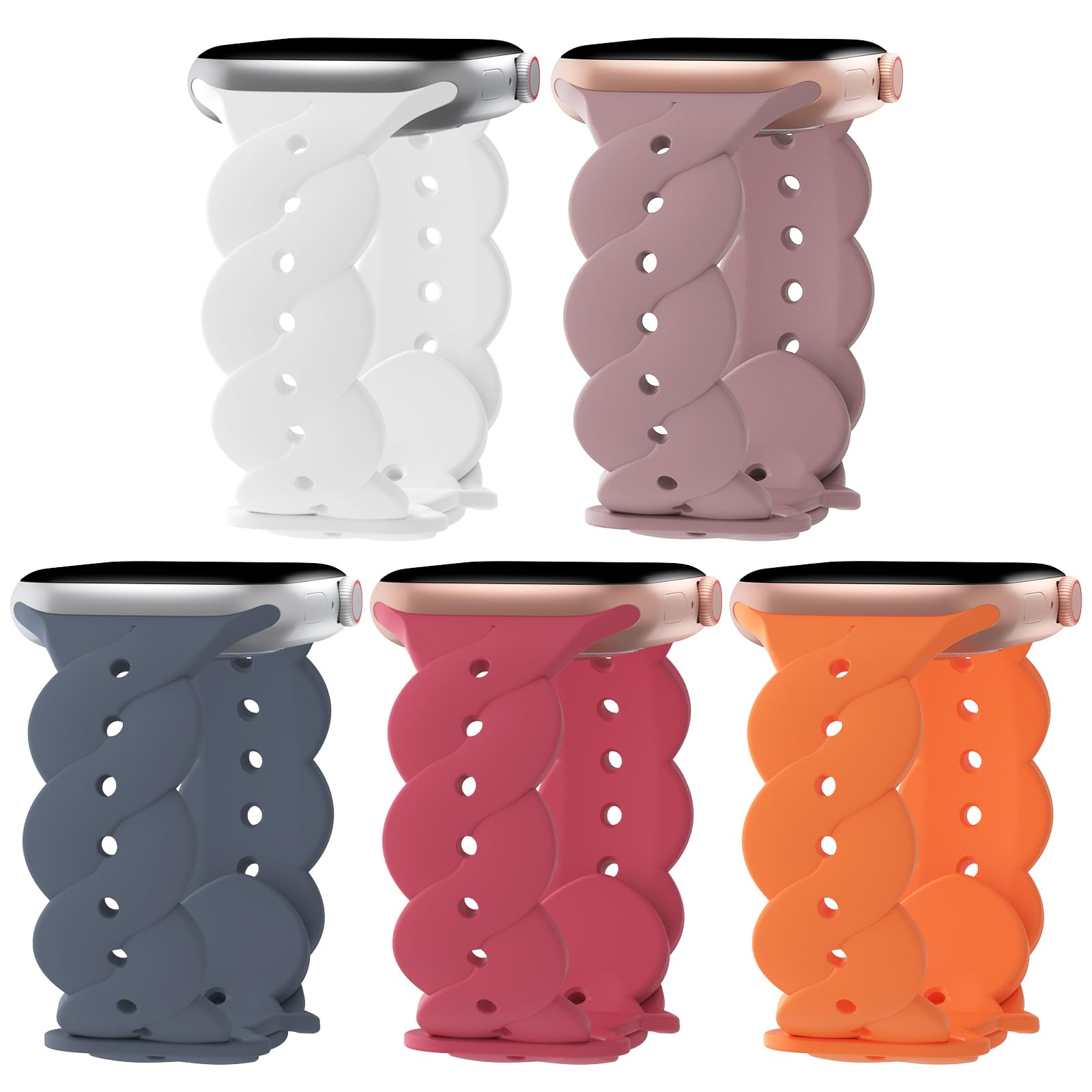 STEEZRD 5 Pack Sport Silicone Bands Compatible for Apple Watch Band 38mm 40mm 41mm 42mm 44mm 45mm 49mm, Soft Strap Replacement Adjustable Wristbands for iWatch Ultra Series 8/7/SE/6/5/4/3/2/1 Women